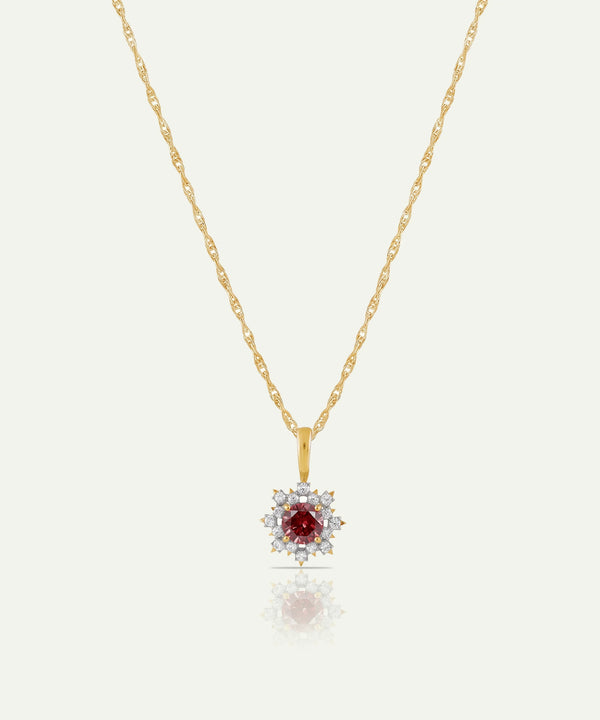 Aanika V. Ruby & Diamond Round Flower Pendant - 1.15 Ct. T.W.