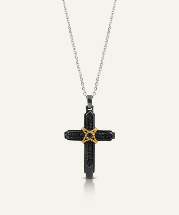 Link N Lock® Black Treated Diamond Cross Pendant