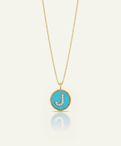 Bella by Ovani® Diamond & Blue Turquoise Letter J Initial Pendant
