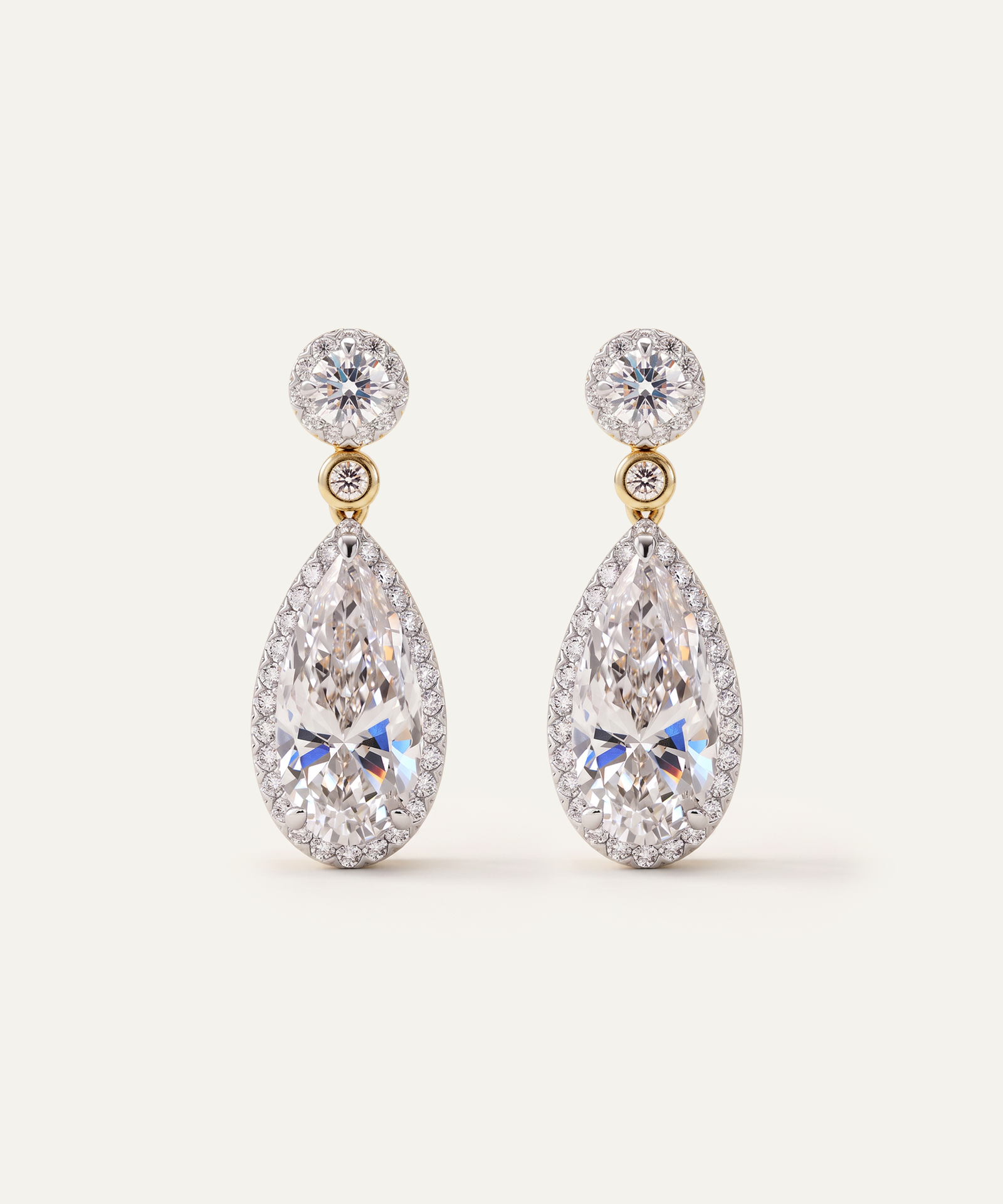 Ovani® Lab-grown Diamond Elongated Pear Halo Dangling Earrings