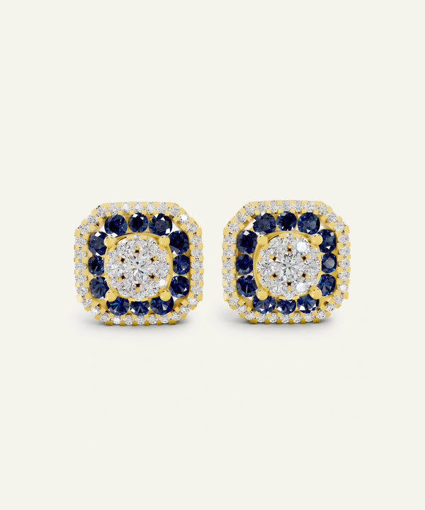 Aanika V. Sapphire & Diamond Round Halo Studs