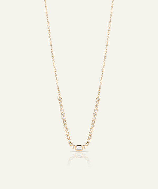 Bella by Ovani® Lab-grown Diamond Emerald & Round Bezel Necklace
