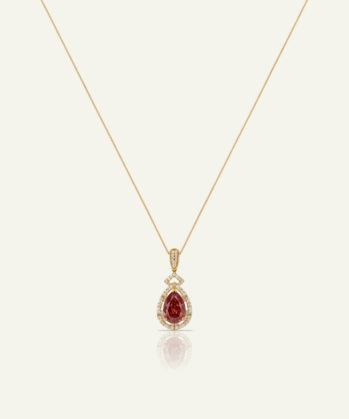 Aanika V® ruby & diamond pear halo pendant at Valliani Jewelers