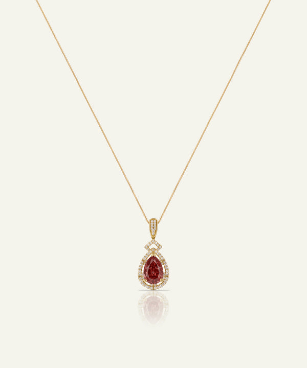 Aanika V. Lab Created Ruby & Diamond Pear Halo Pendant - 1.65 Ct. T.W.