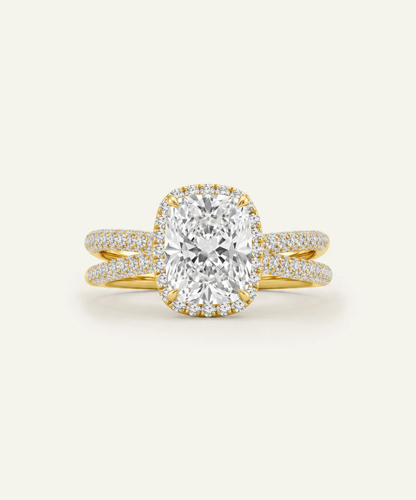 Novello Lab-grown Diamond Elongated Cushion Split Shank Engagement Ring