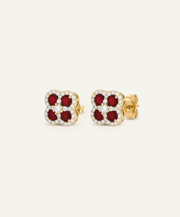 Aanika V. Ruby & Diamond Flower Studs
