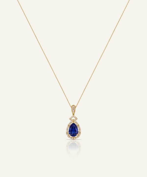 Aanika V. Lab Created Sapphire & Diamond Pear Halo Pendant - 1.50 Ct. T.W.