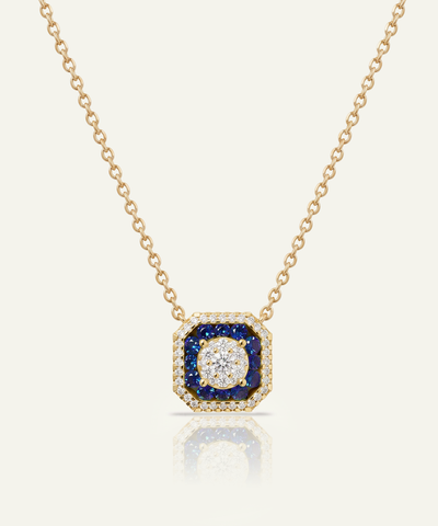 Aanika V. Sapphire & Diamond Round Halo Necklace
