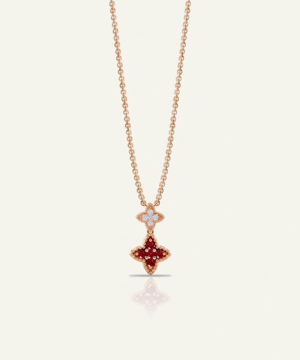 Aanika V. Ruby & Diamond Flower Necklace