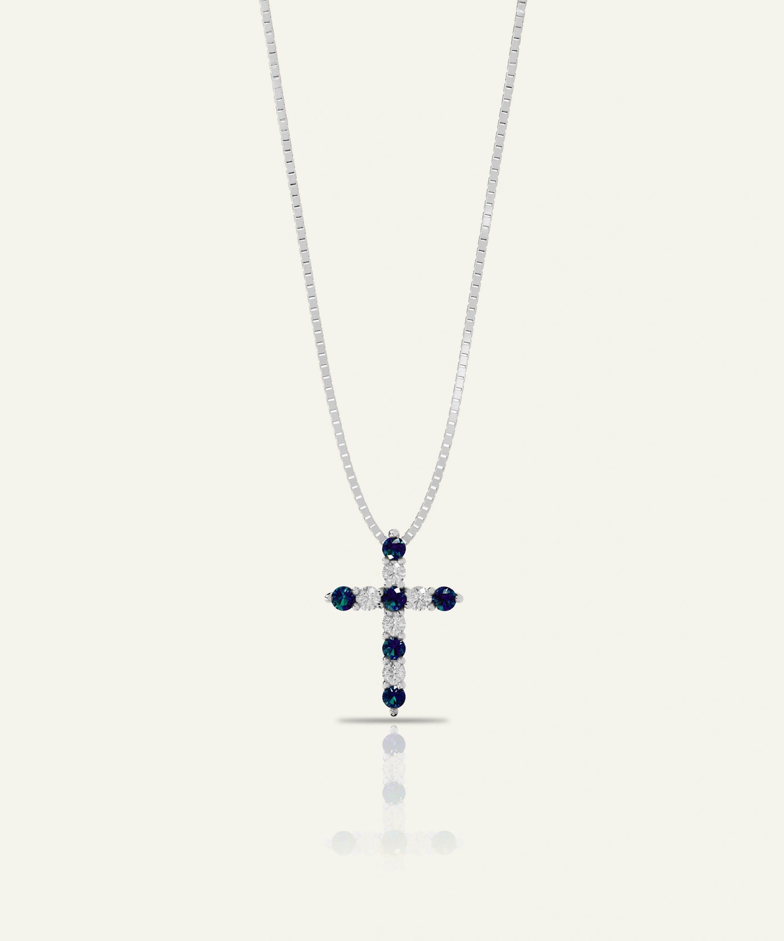 Aanika V. Sapphire & Diamond Round Cross Pendant