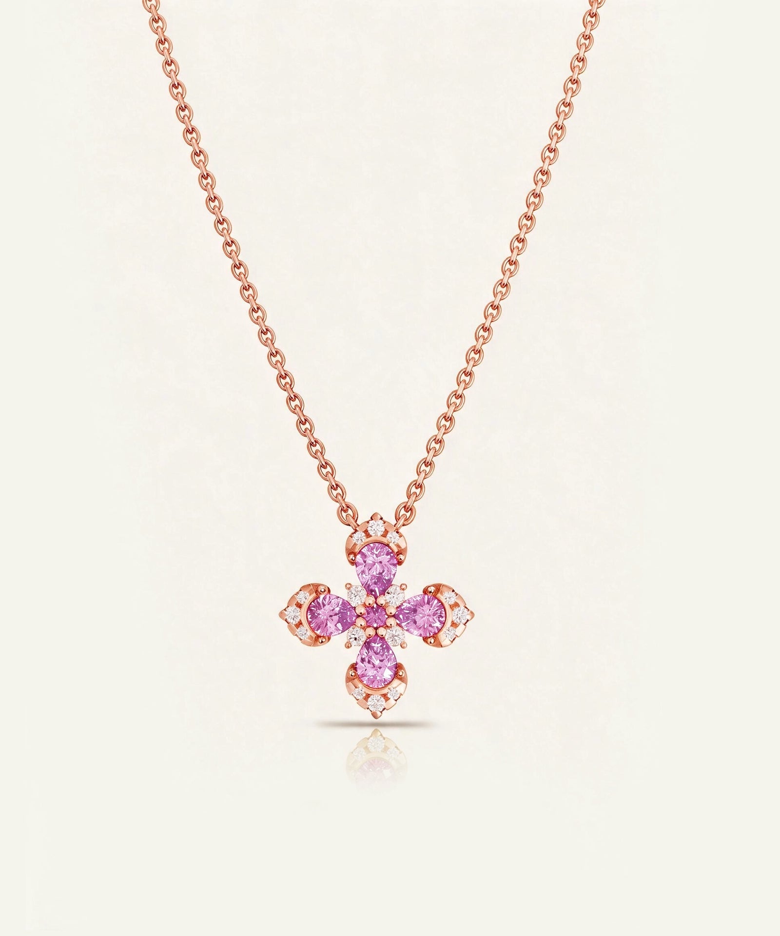 Aanika V. Pink Sapphire & Diamond Flower Necklace