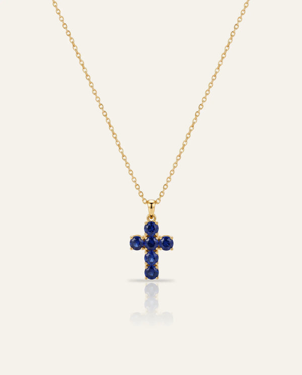 Aanika V. Sapphire Cross Necklace