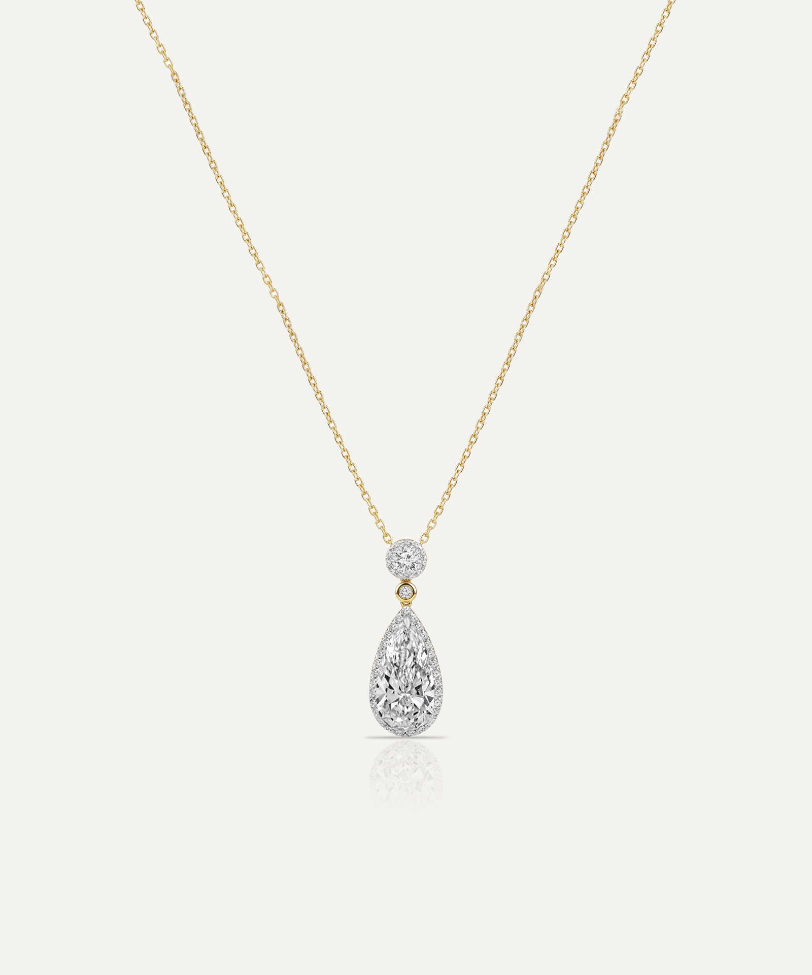 Ovani® Lab-grown Diamond Elongated Pear Halo Pendant