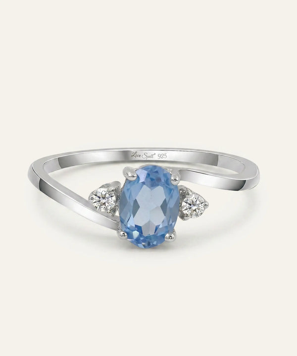 Love Spell® Blue Topaz & Lab-grown Diamond Oval Ring - 2.52 Ct. T.W.