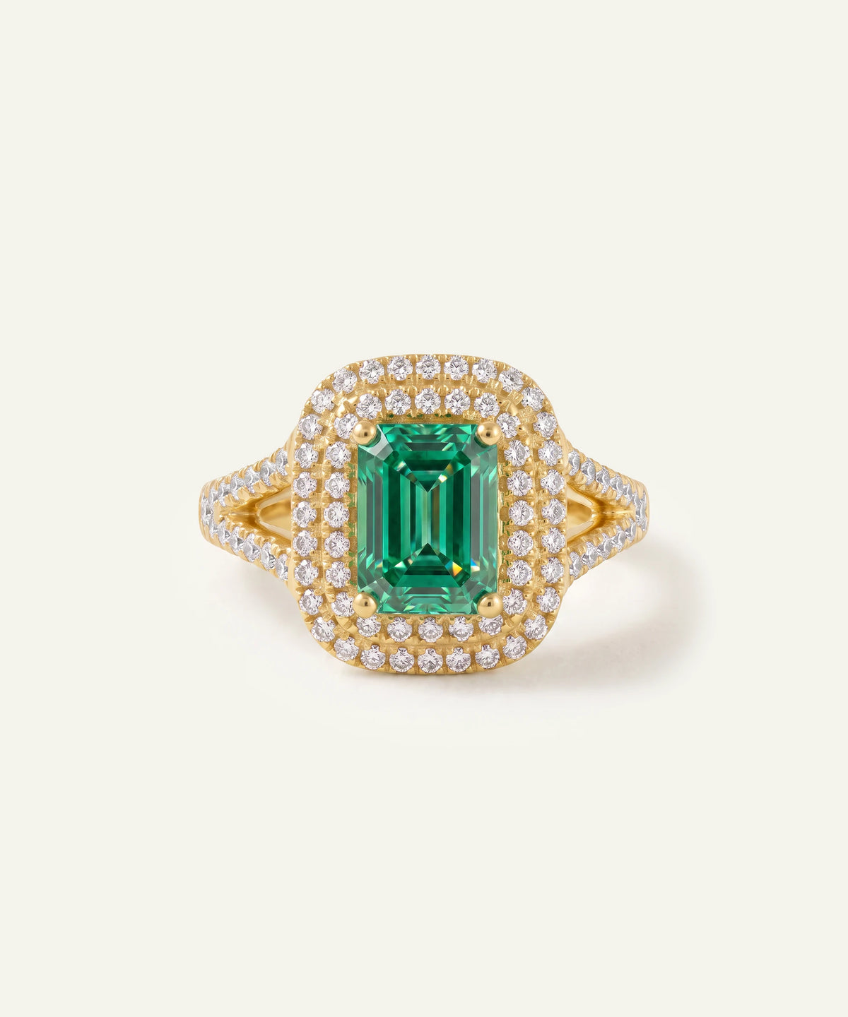 Aanika V. Emerald & Diamond Emerald-Cut Halo Split Shank Ring - 1.70 Ct. T.W.
