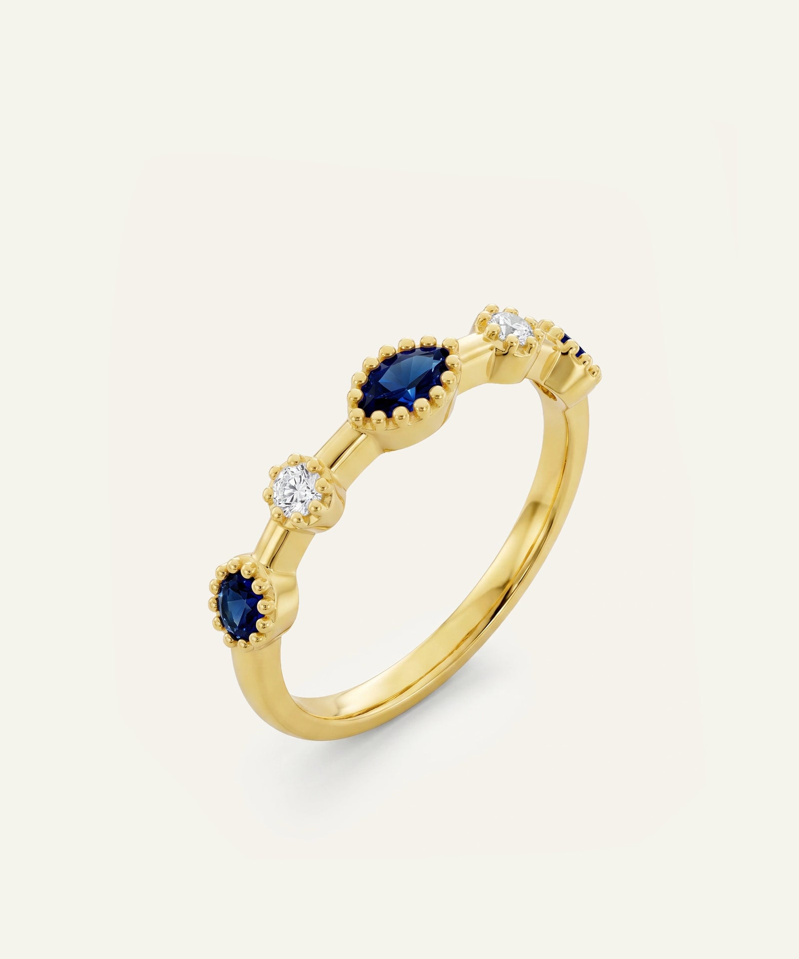 Aanika V. Sapphire & Diamond Marquise Band