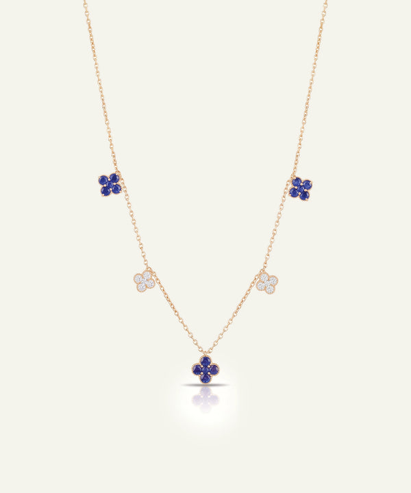 Aanika V. Sapphire & Diamond Floral Station Necklace - 1.15 Ct. T.W.