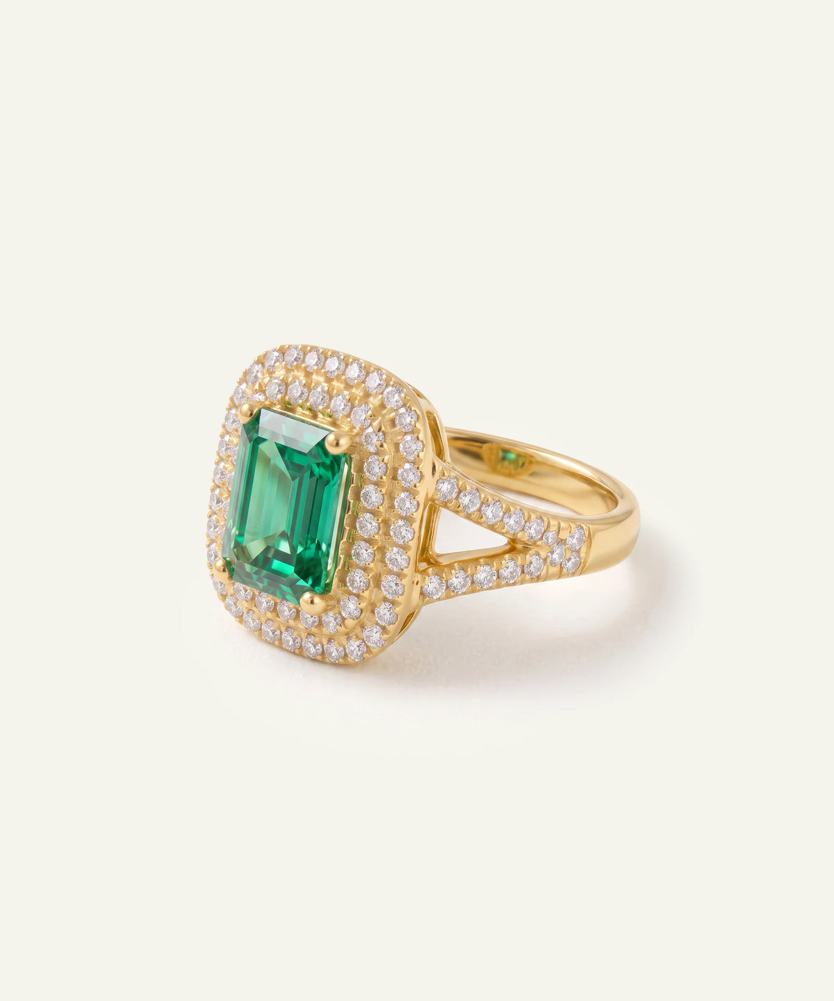 Aanika V. Emerald & Diamond Emerald-Cut Halo Split Shank Ring - 1.70 Ct. T.W.