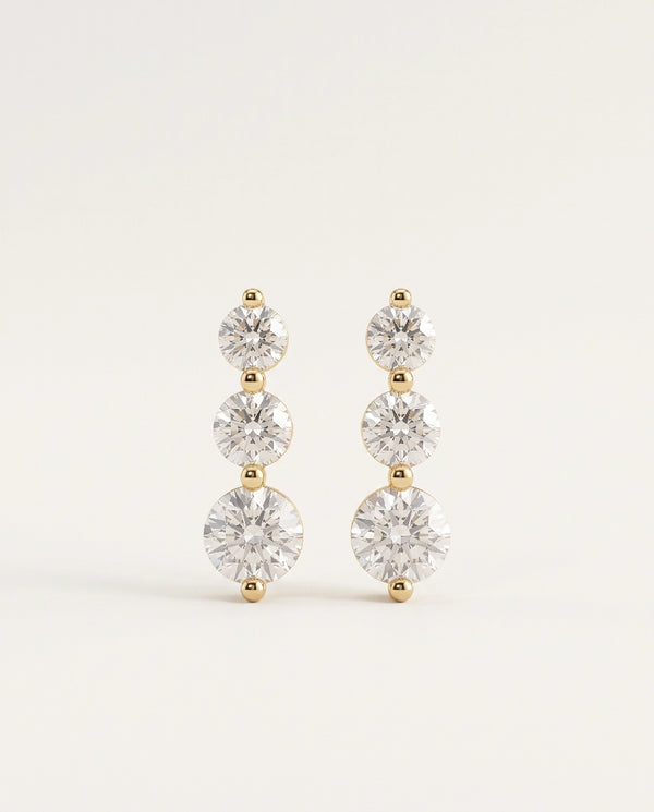 Novello Lab-grown Diamond 3-Stone Earrings