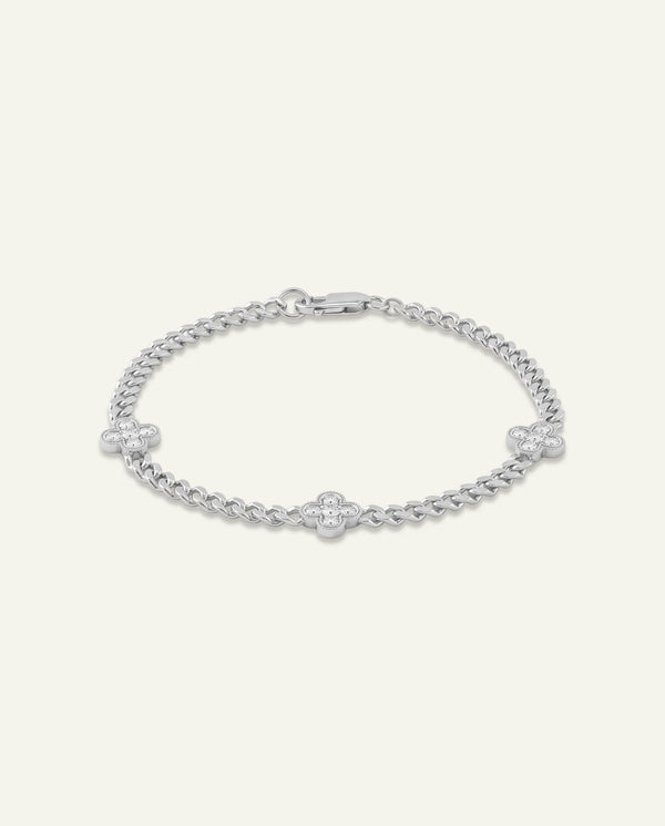 Bella by Ovani® Lab-grown Diamond Curb Link Flower Bracelet