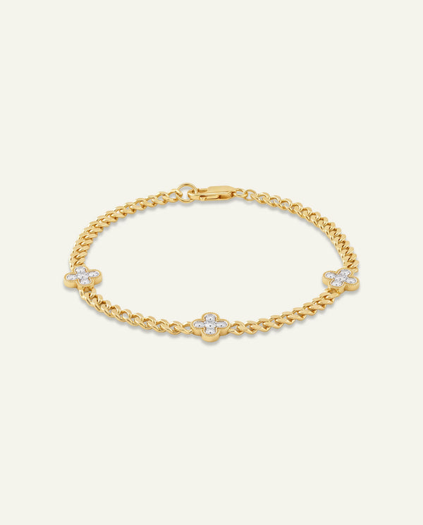 Bella by Ovani® Lab-grown Diamond Curb Link Flower Bracelet