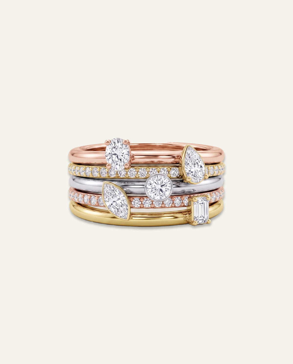 Bella by Ovani® Diamond Multi-Row Tri-Color Band