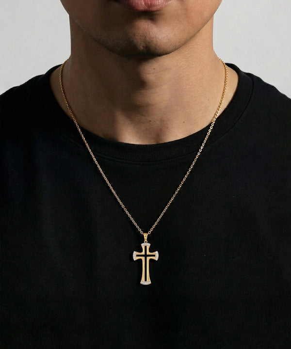 Link N Lock® Silver Lab-grown Diamond Cross Pendant