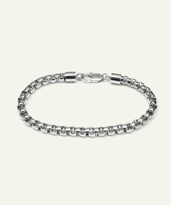 Silver bracelet on a white background