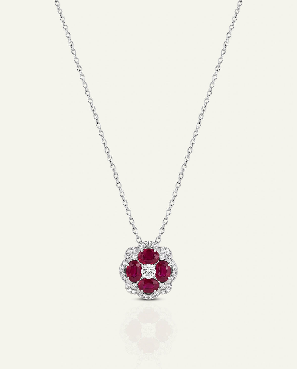 Necklace with a circular pendant on a white background