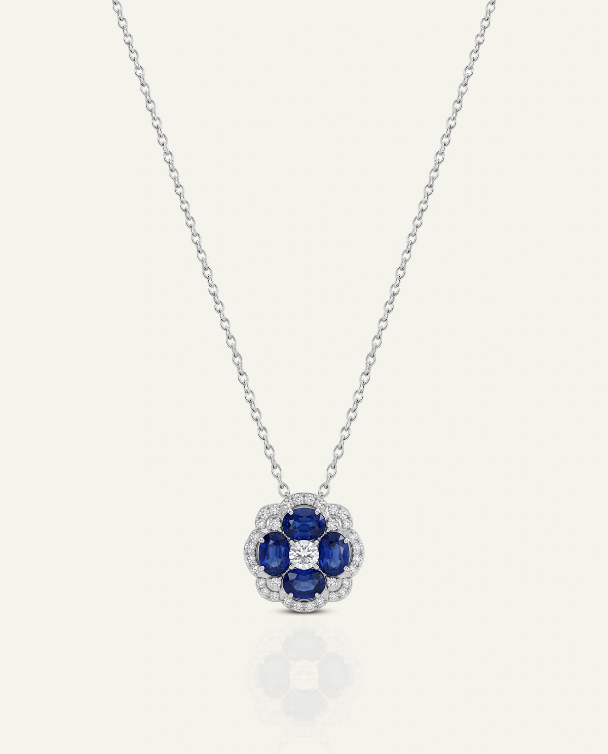 Necklace with colorful gemstones on a white background