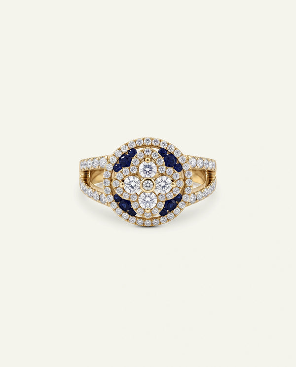Aanika V. Sapphire & Diamond Floral Halo Ring