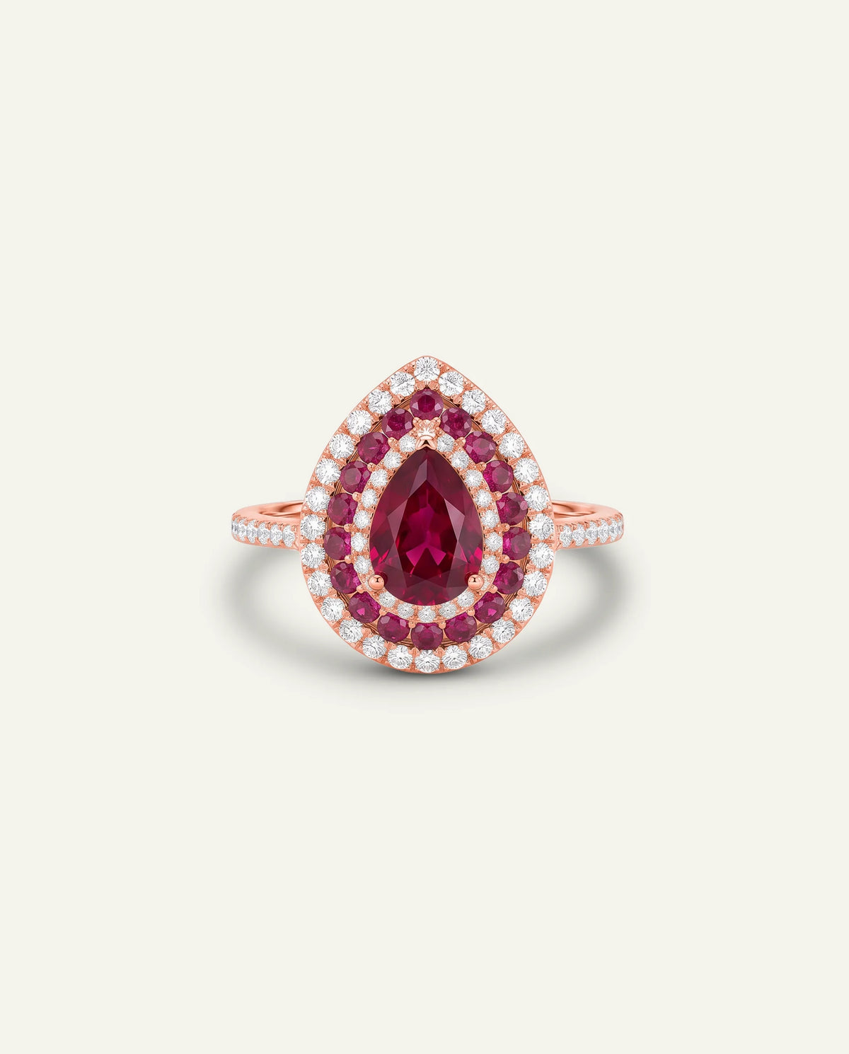 Aanika V. Ruby & Diamond Double Halo Ring