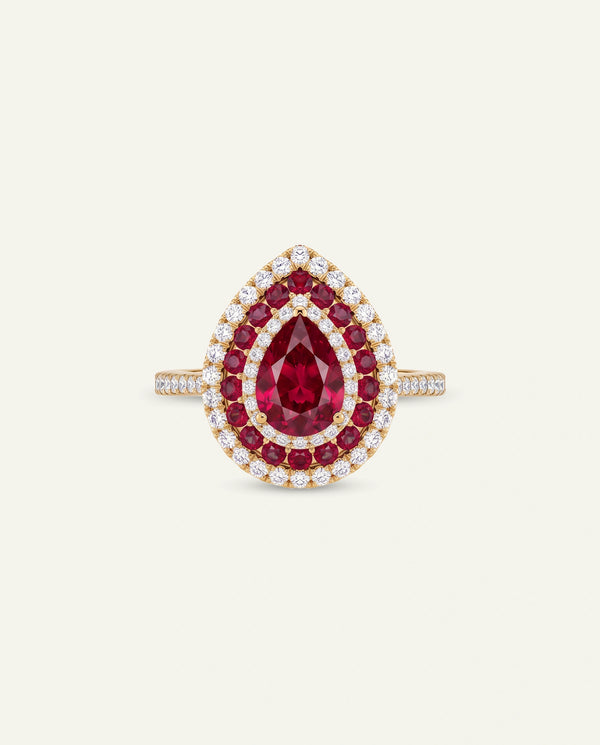 Aanika V. Ruby & Diamond Double Halo Ring