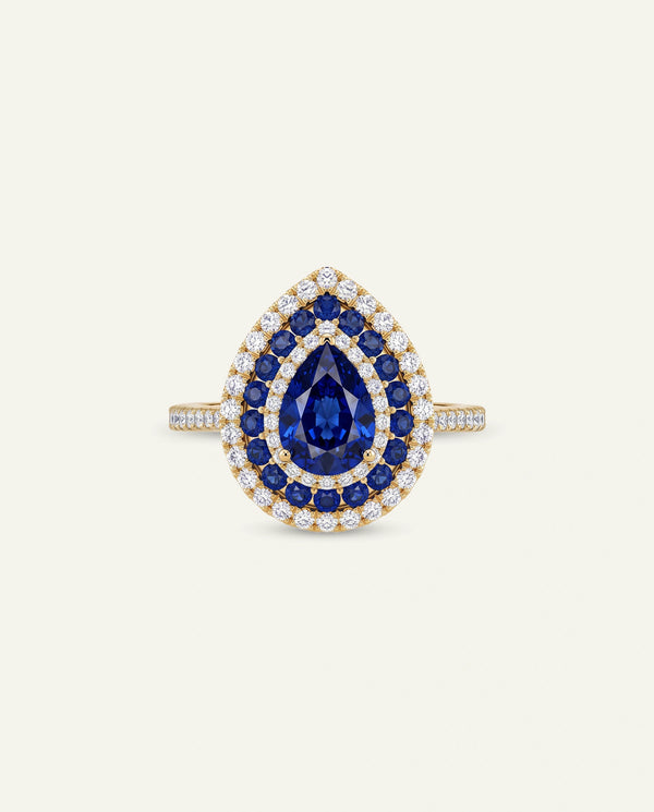 Aanika V. Sapphire & Diamond Double Halo Ring