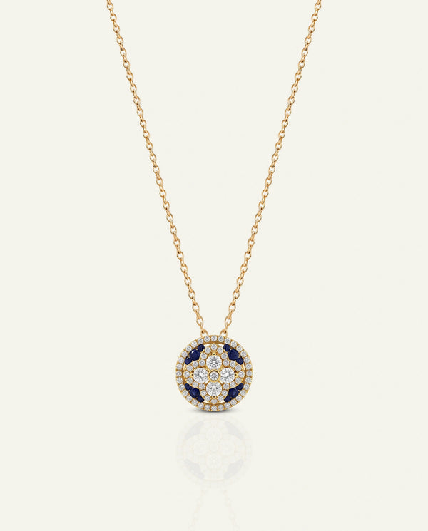 Aanika V. Sapphire & Diamond Floral Halo Pendant