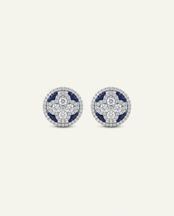 Aanika V. Sapphire & Diamond Floral Halo Studs