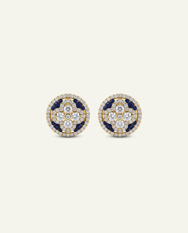 Aanika V. Sapphire & Diamond Floral Halo Studs