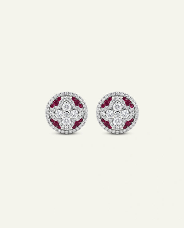 Aanika V. Ruby & Diamond Floral Halo Studs