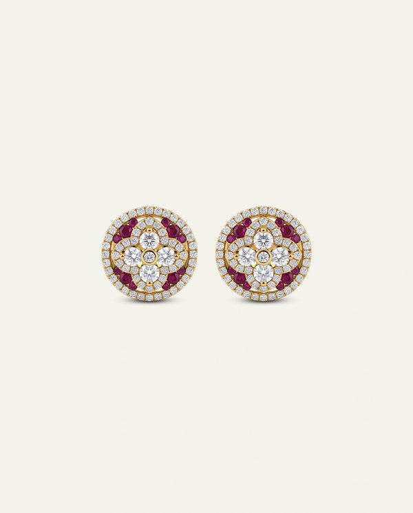 Aanika V. Ruby & Diamond Floral Halo Studs
