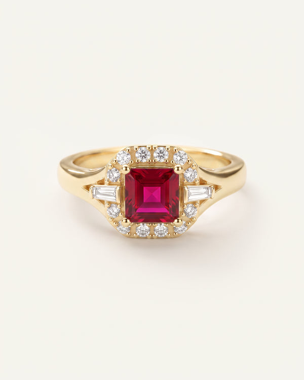 Love Spell® Lab-created Ruby & Lab-Grown Diamond Halo Ring