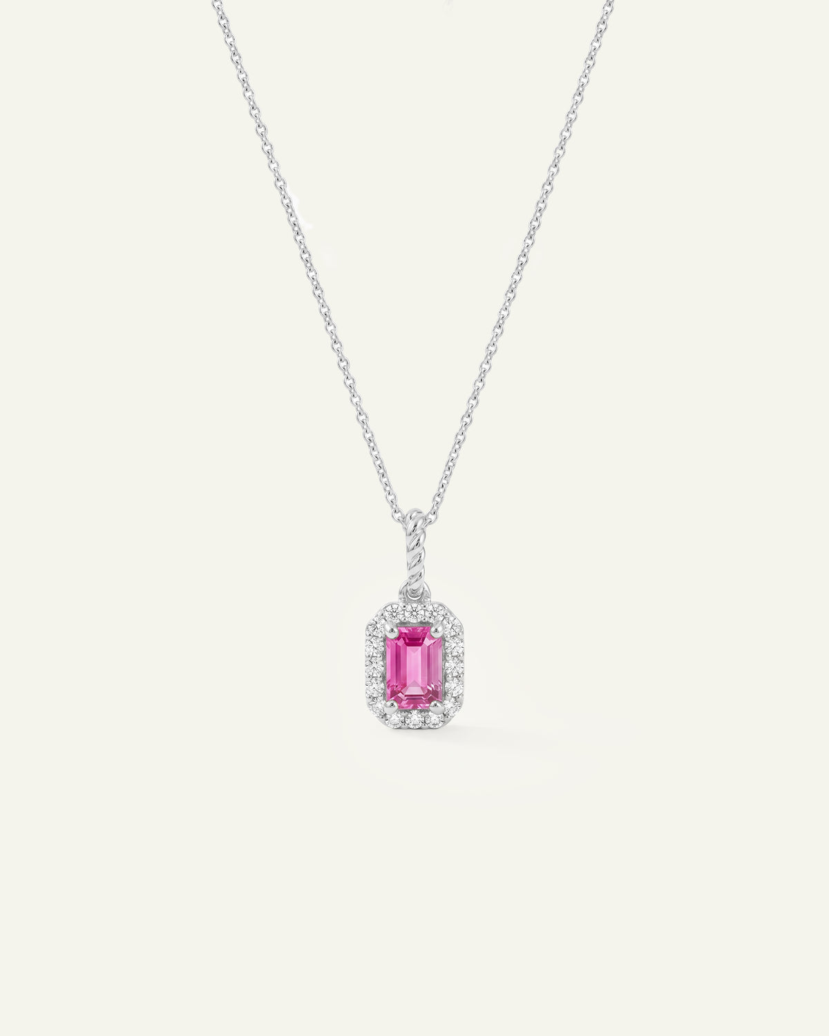 Love Spell® Lab-created Pink Sapphire & Lab-grown Diamond Halo Pendant