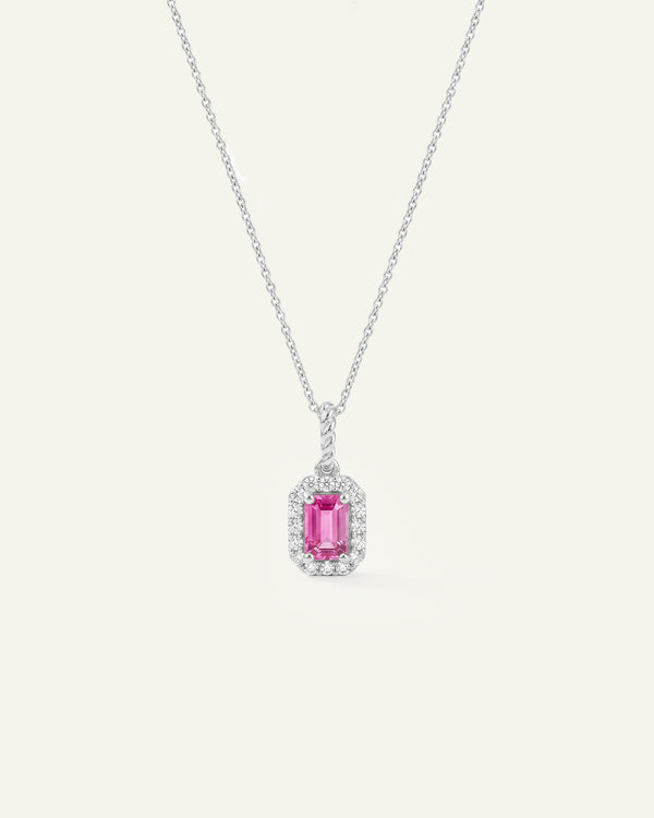 Love Spell® Lab-created Pink Sapphire & Lab-grown Diamond Halo Pendant