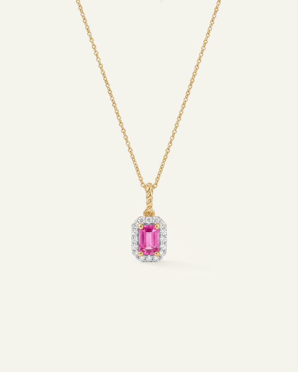 Love Spell® Lab-created Pink Sapphire & Lab-grown Diamond Halo Pendant