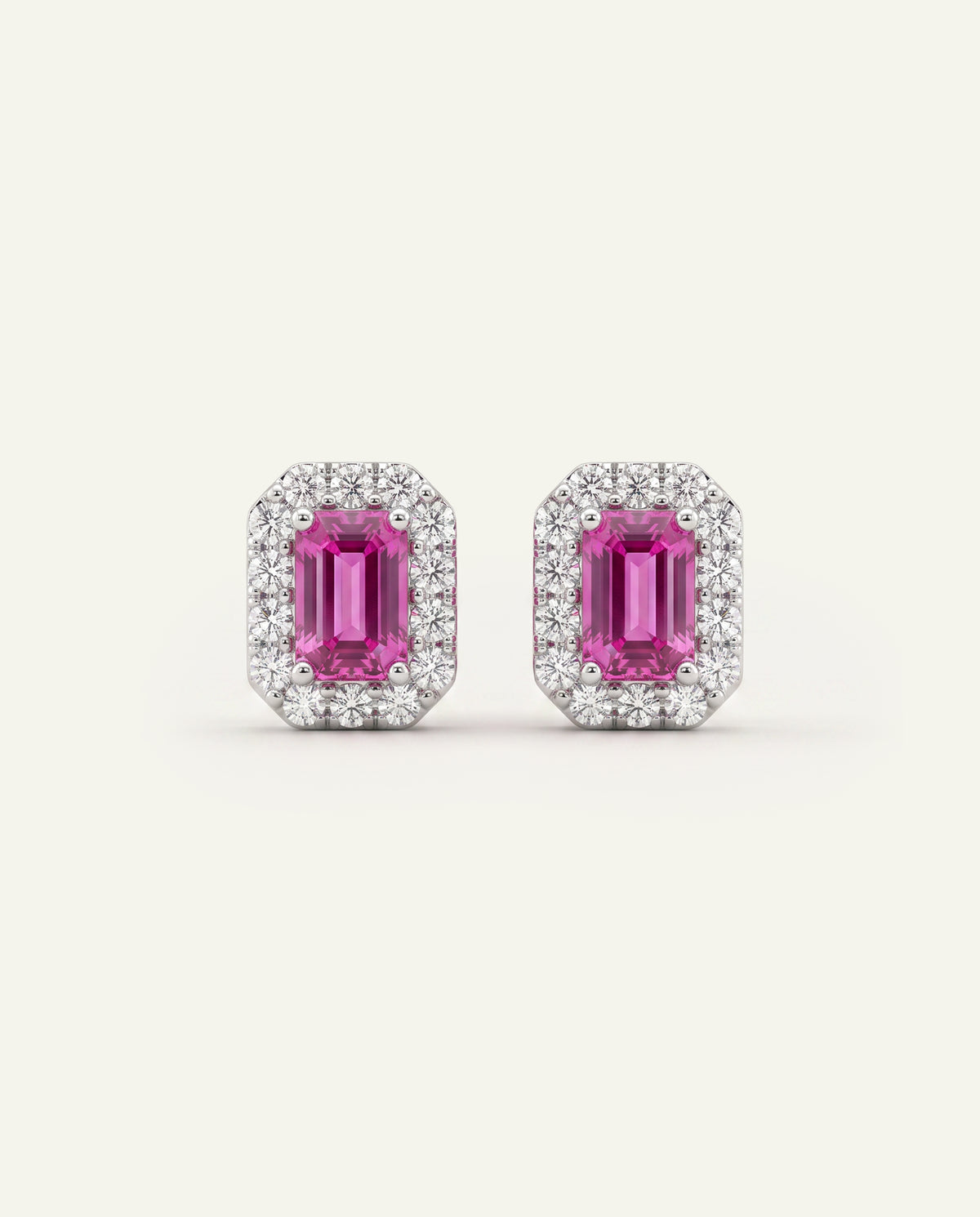 Love Spell® Lab-created Pink Sapphire & Lab-grown Diamond Halo Studs