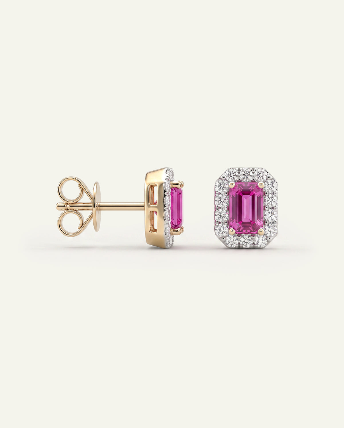 Love Spell® Lab-created Pink Sapphire & Lab-grown Diamond Halo Studs