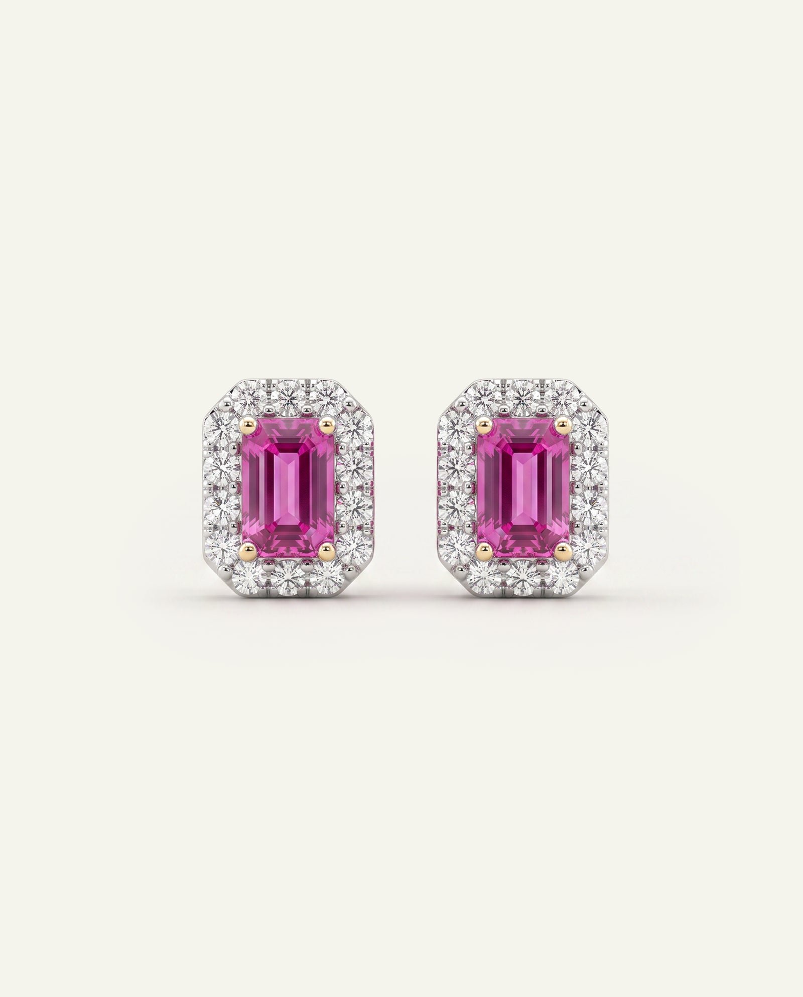 Love Spell® Lab-created Pink Sapphire & Lab-grown Diamond Halo Studs