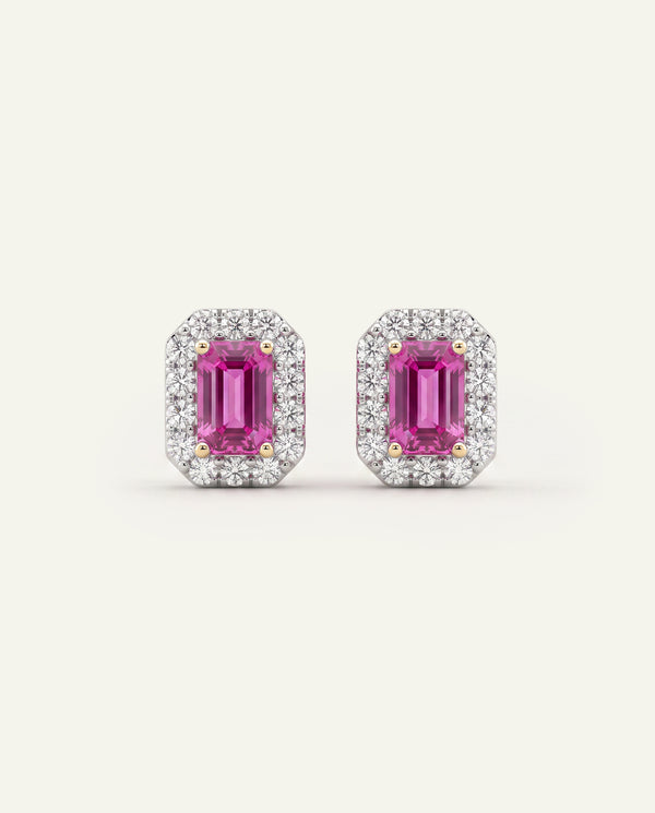 Love Spell® Lab-created Pink Sapphire & Lab-Grown Diamond Halo Studs