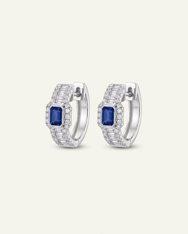 Aanika V. Sapphire & Diamond Baguette Huggie Hoops