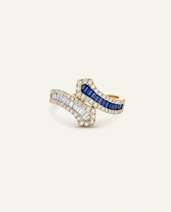 Aanika V. Sapphire & Diamond Bypass Ring