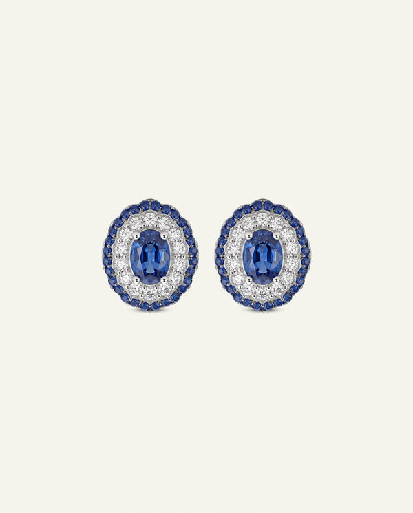 Aanika V. Sapphire & Diamond Halo Studs